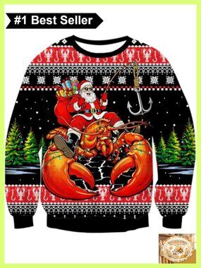 Men's Ugly Christmas Pullover Sweatshirt Santa Funny Holiday Crew Neck